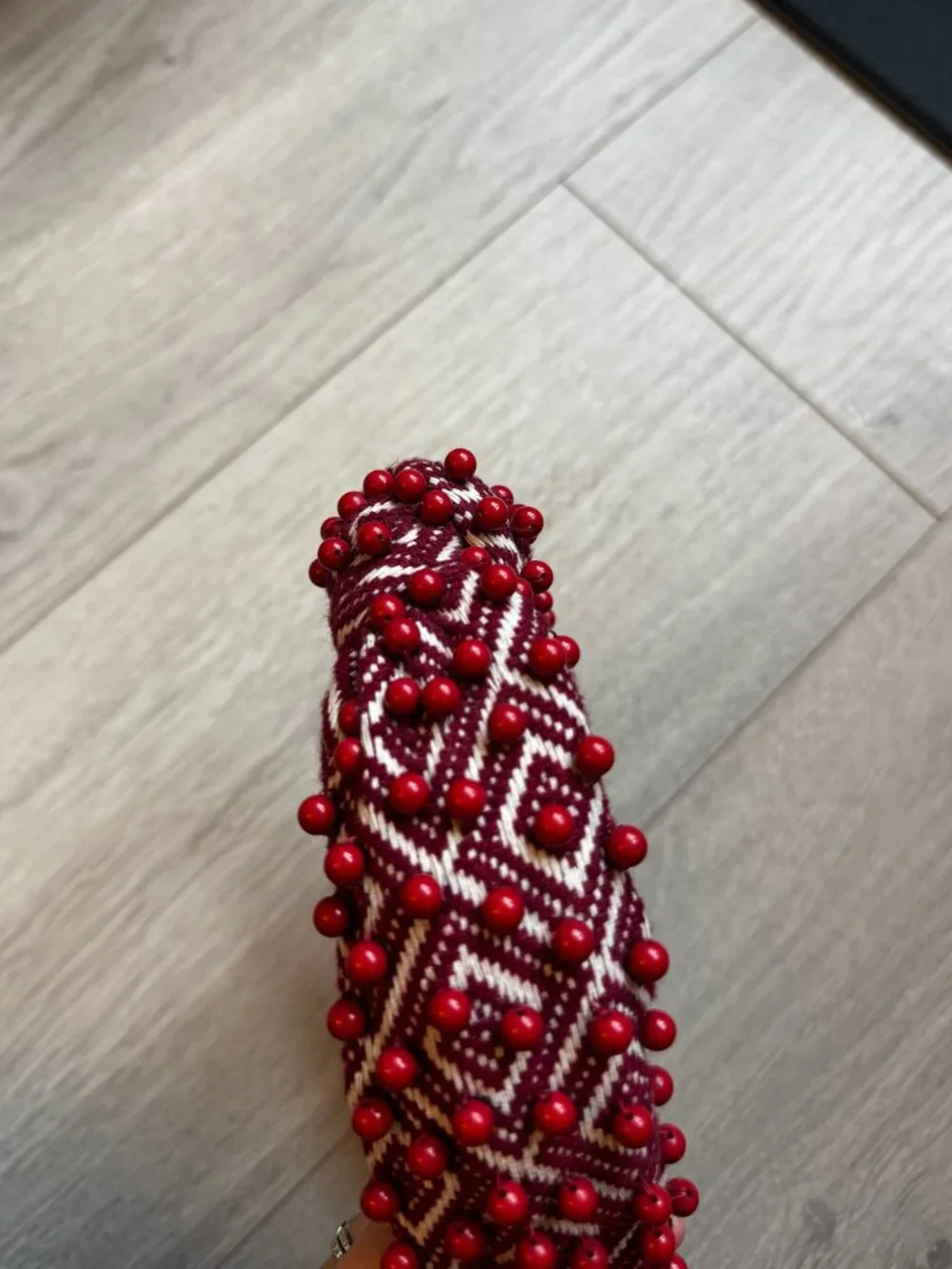 Lele Sadoughi Red Headband With Bead Embellishments